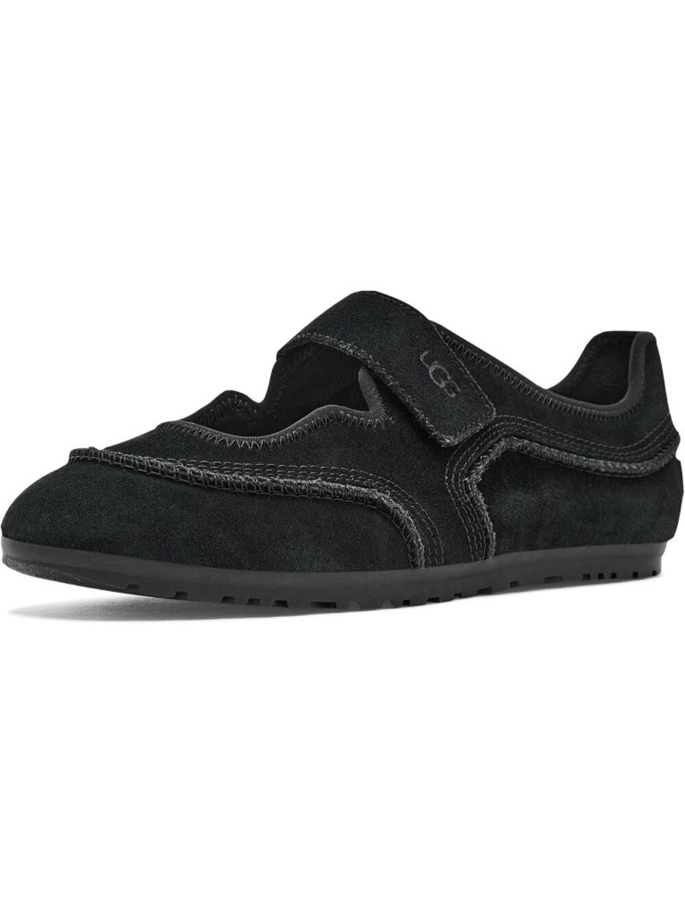 Ugg Women's Black Closed Toe Imported Lamb Fur Quill Mary Jane Ballet Flats